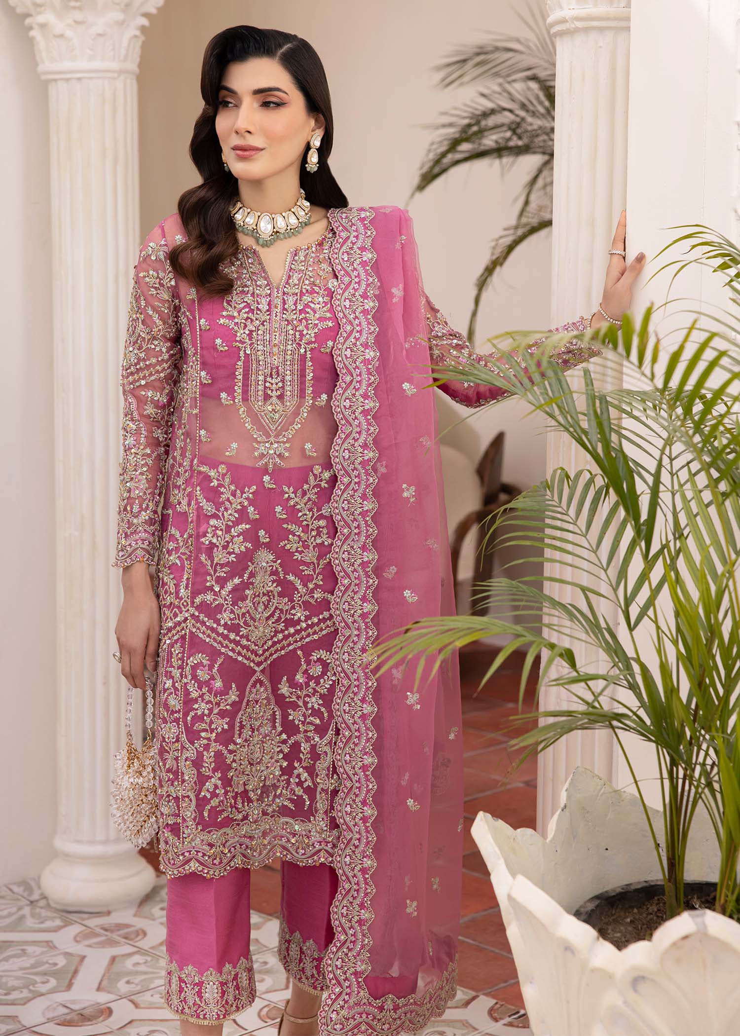 Kanwal Malik Mauve shirt with trouser for Luxury Wedding wear - Pakistani Designer Wear for Women in UK | Kifat