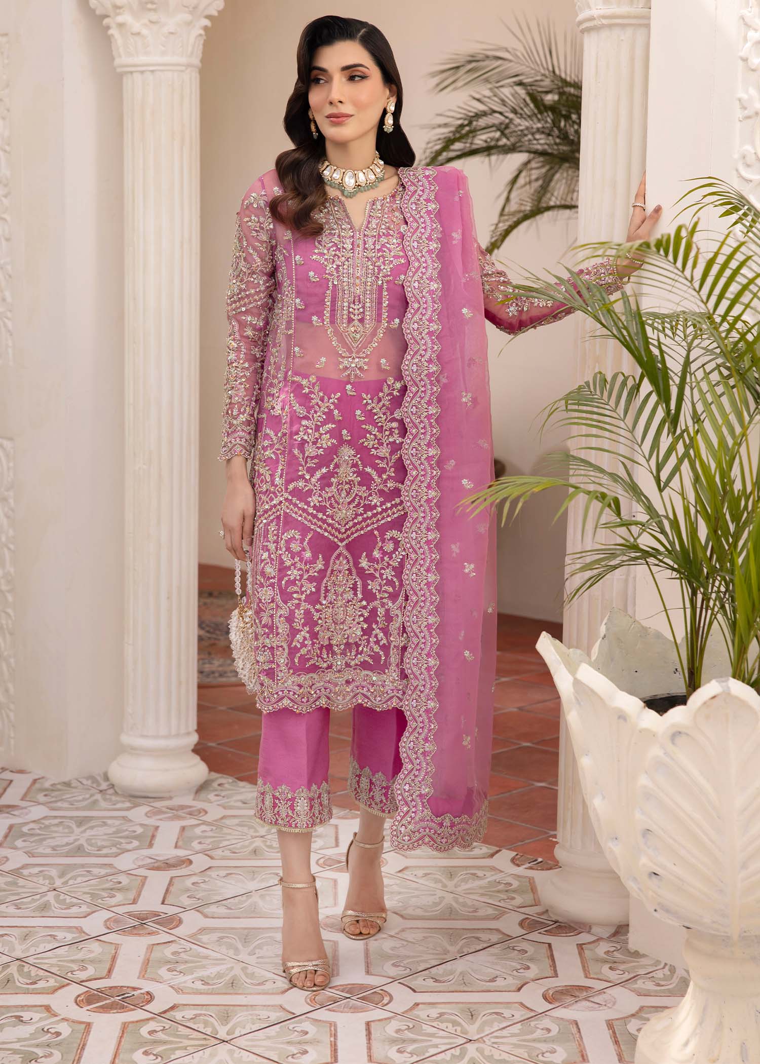 Kanwal Malik Mauve shirt with trouser for Luxury Wedding wear - Pakistani Designer Wear for Women in UK | Kifat