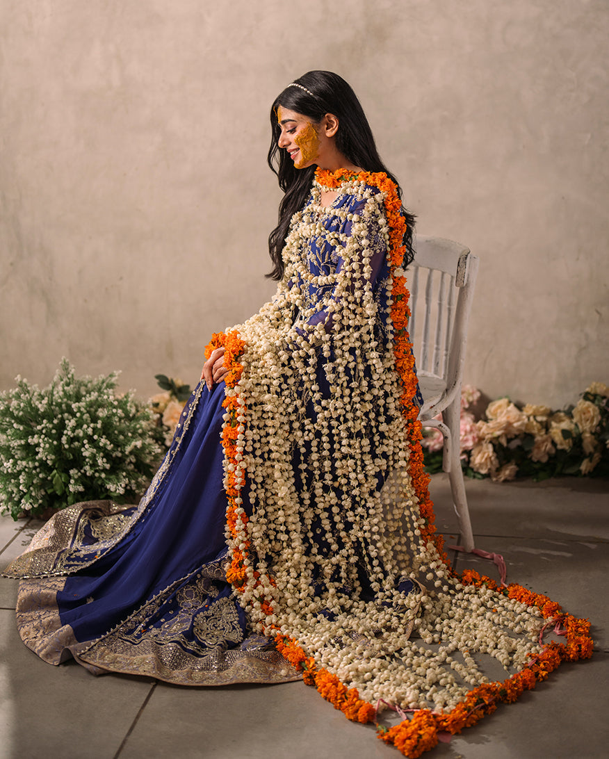Women Wearing Sehar Victoria Blue Peshwas for Formal Events - Pakistani Designer Wear for Women in UK | Kifat