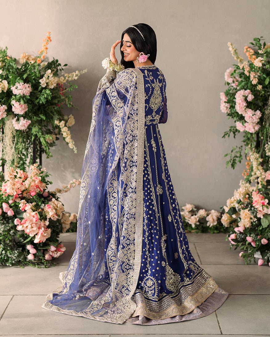 Women Wearing Sehar Victoria Blue Peshwas for Formal Events - Pakistani Designer Wear for Women in UK | Kifat