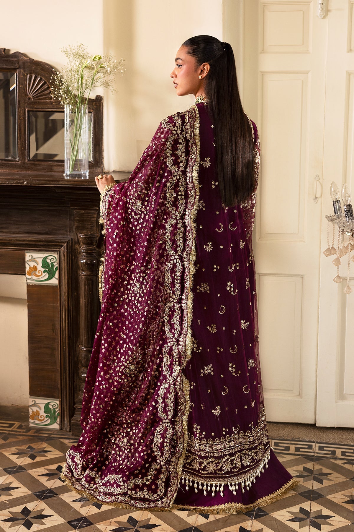 Women Wearing Gildentide Plum Gown  For Festive Events - Pakistani Designer Wear For Women In Uk | Kifat