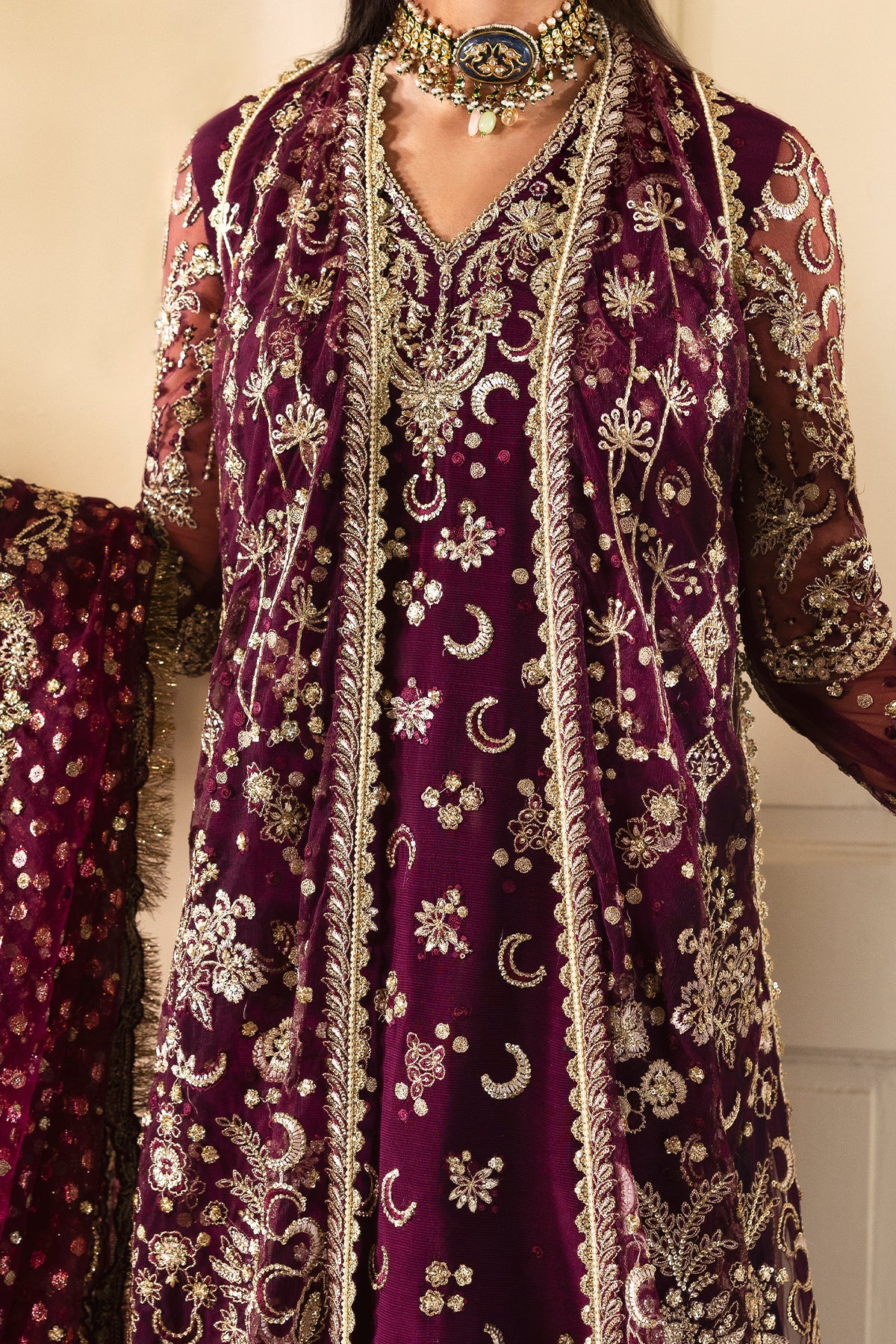 Women Wearing Gildentide Plum Gown  For Festive Events - Pakistani Designer Wear For Women In Uk | Kifat
