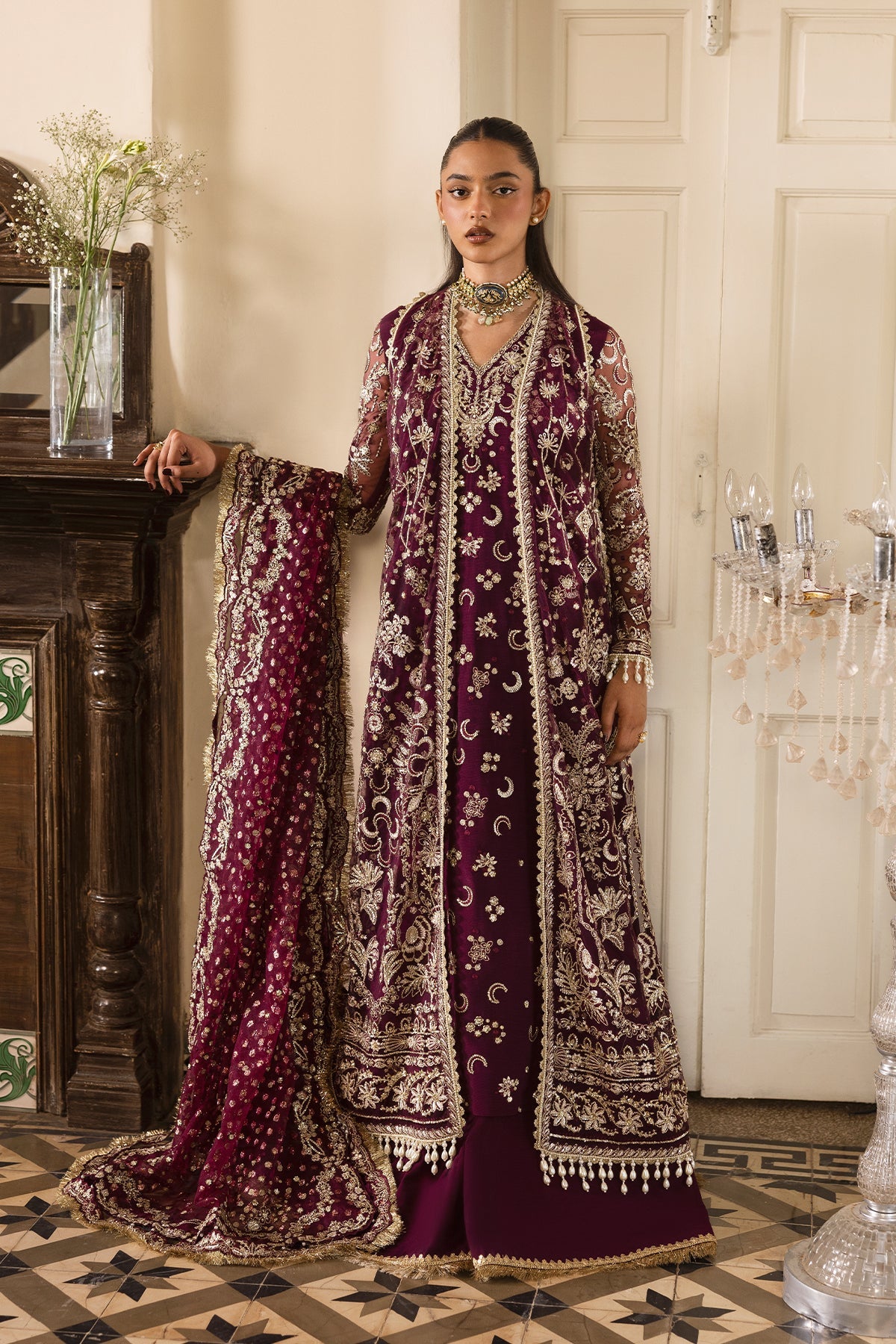 Women Wearing Gildentide Plum Gown  For Festive Events - Pakistani Designer Wear For Women In Uk | Kifat