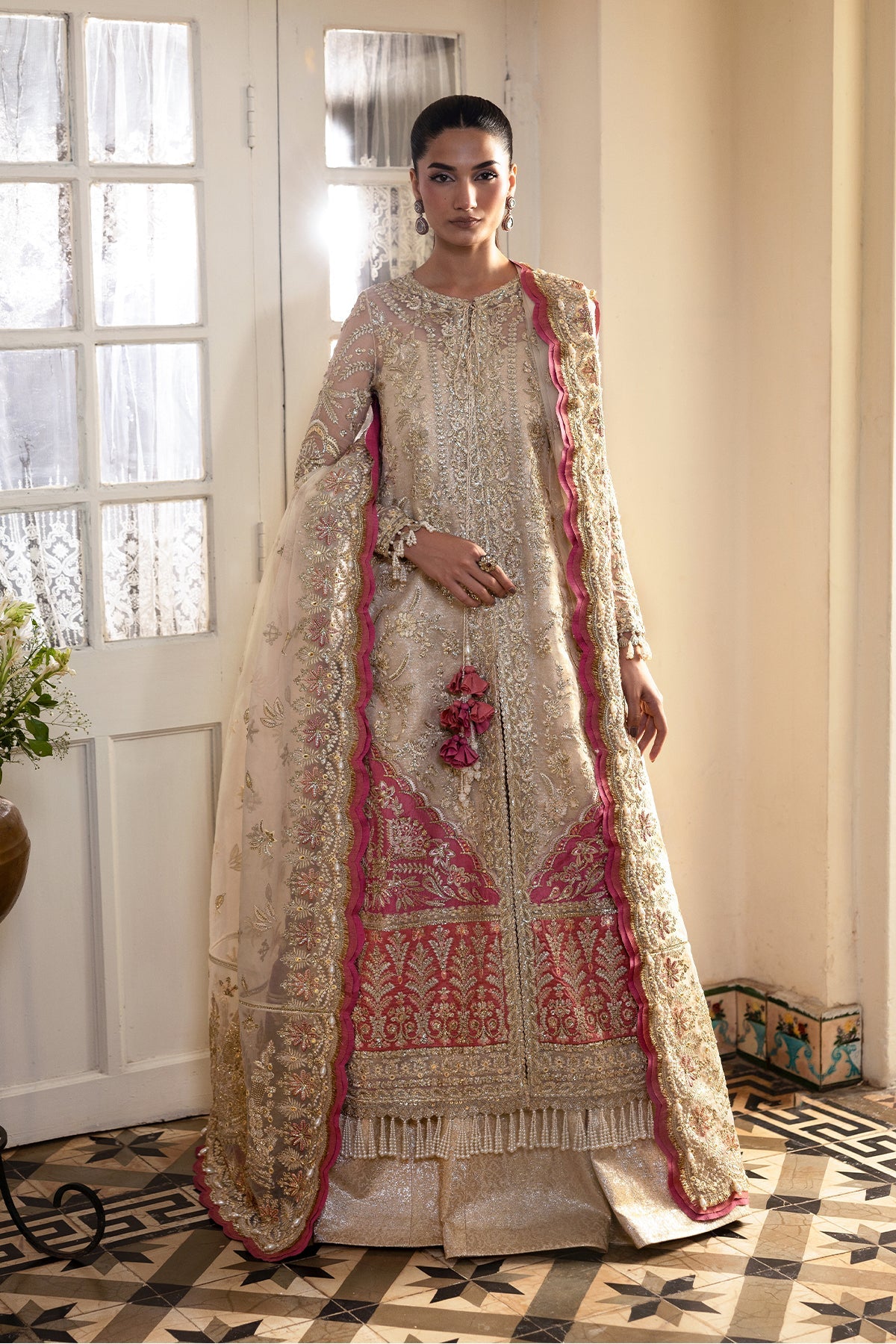 Women Wearing Silkdawn Off White Long Shirt  For Festive Events - Pakistani Designer Wear For Women In Uk | Kifat
