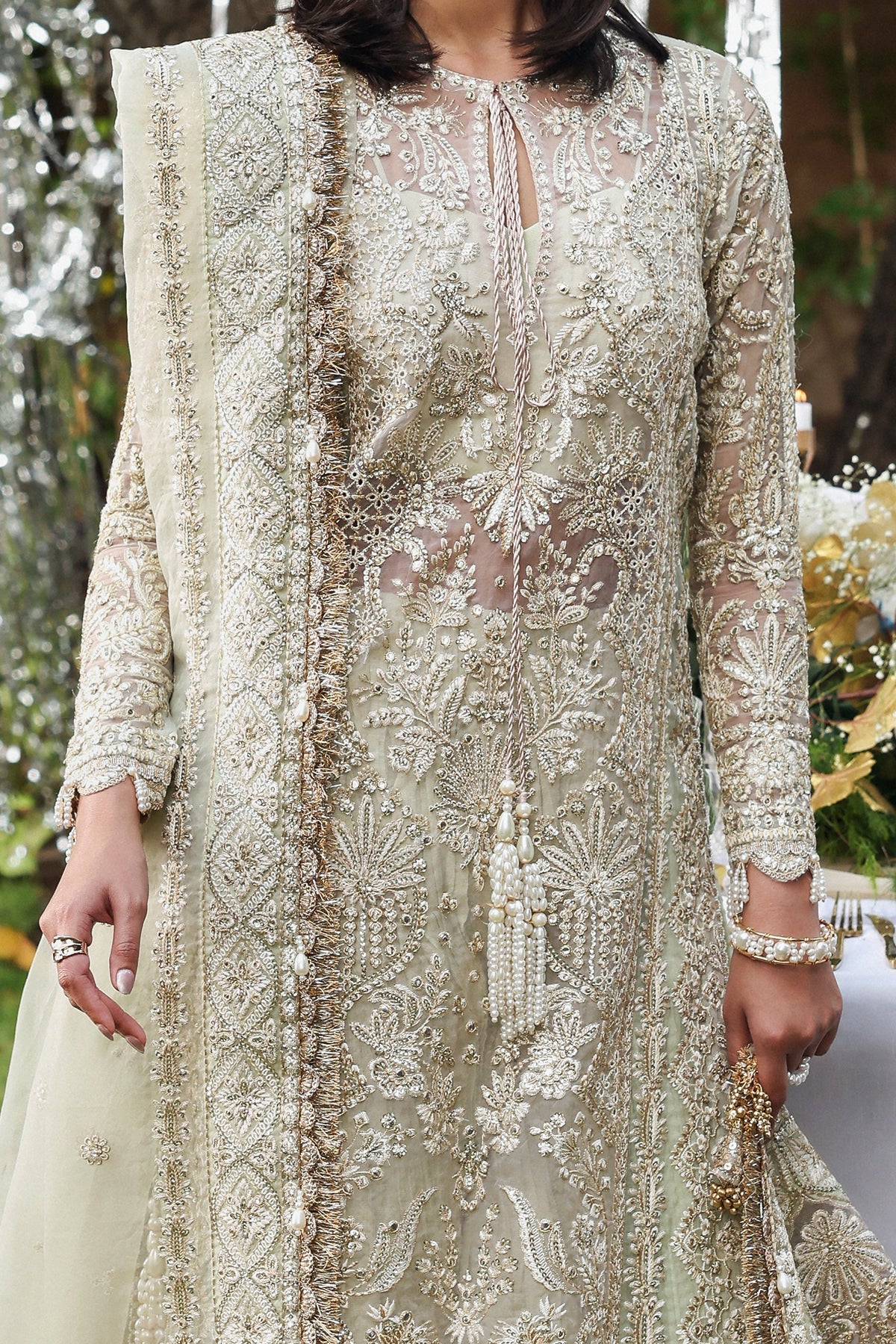 Women Wearing Soulhour Sea Green Long Shirt  For Festive Events - Pakistani Designer Wear For Women In Uk | Kifat