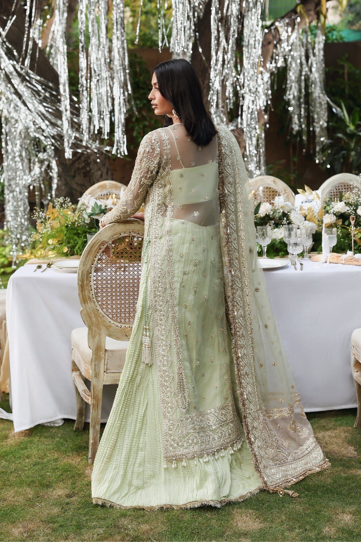 Women Wearing Soulhour Sea Green Long Shirt  For Festive Events - Pakistani Designer Wear For Women In Uk | Kifat