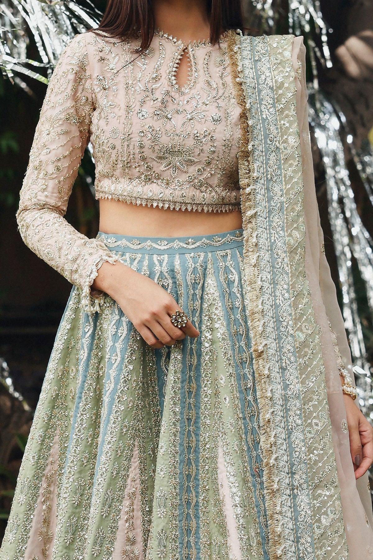 Women Wearing Petalhour Baby Pink Lehnga Choli  For Festive Events - Pakistani Designer Wear For Women In Uk | Kifat