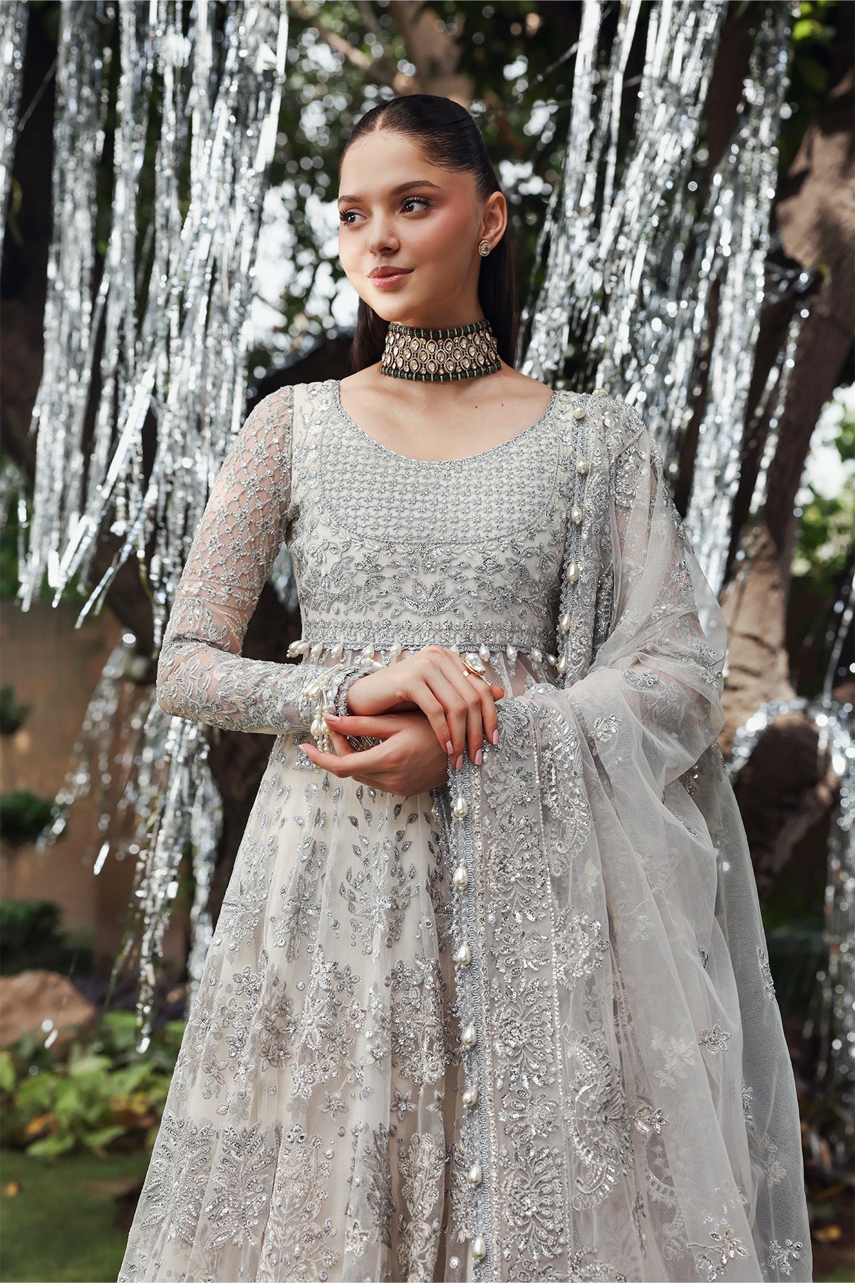 Women Wearing Twilune White Peshwas  For Festive Events - Pakistani Designer Wear For Women In Uk | Kifat