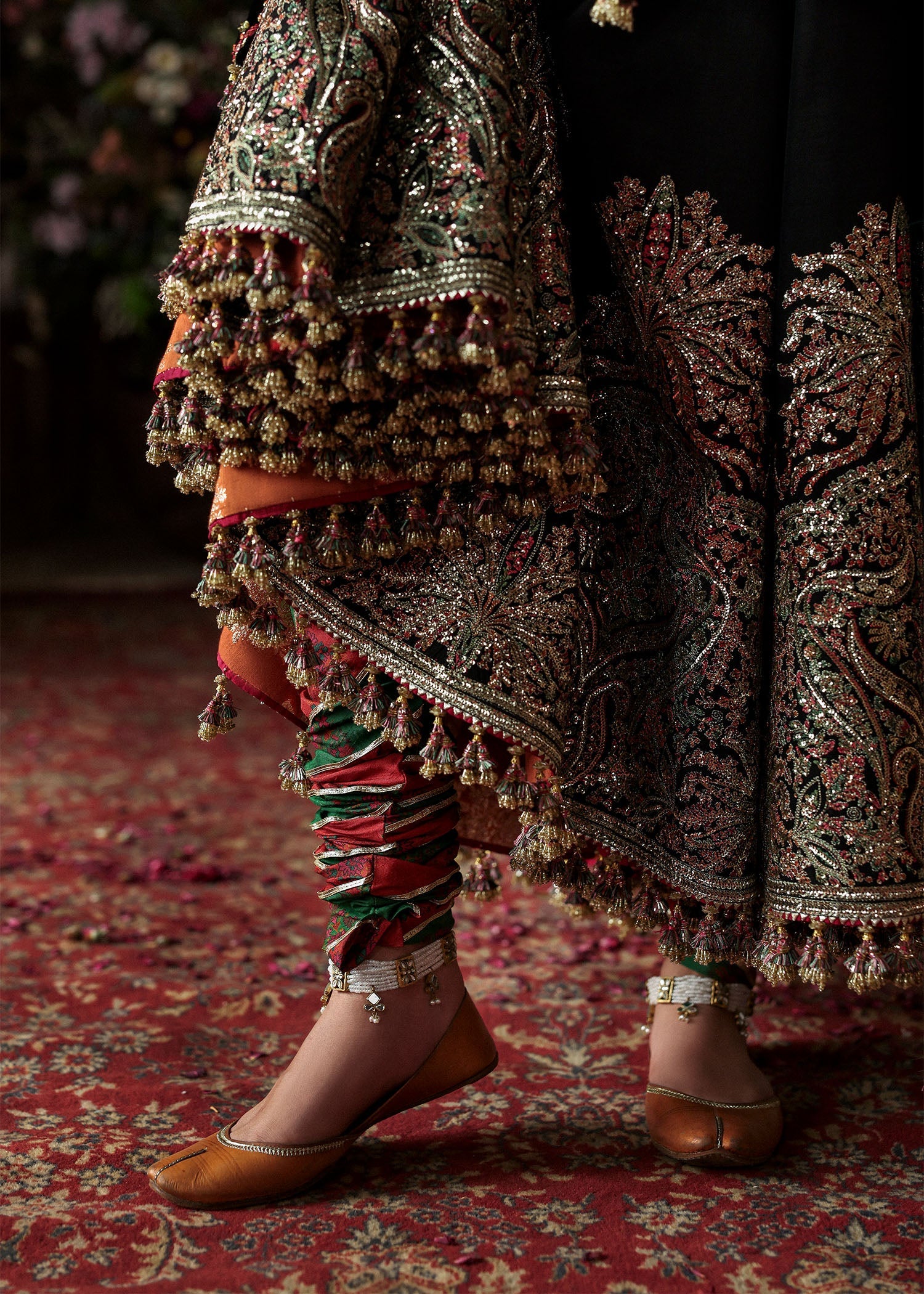 Women wearing Hussain Rehar noor-jehan Black Shirt with Churidar for Wedding wear, Guest of Wedding - Pakistani Designer Wear for Women in UK | Kifat