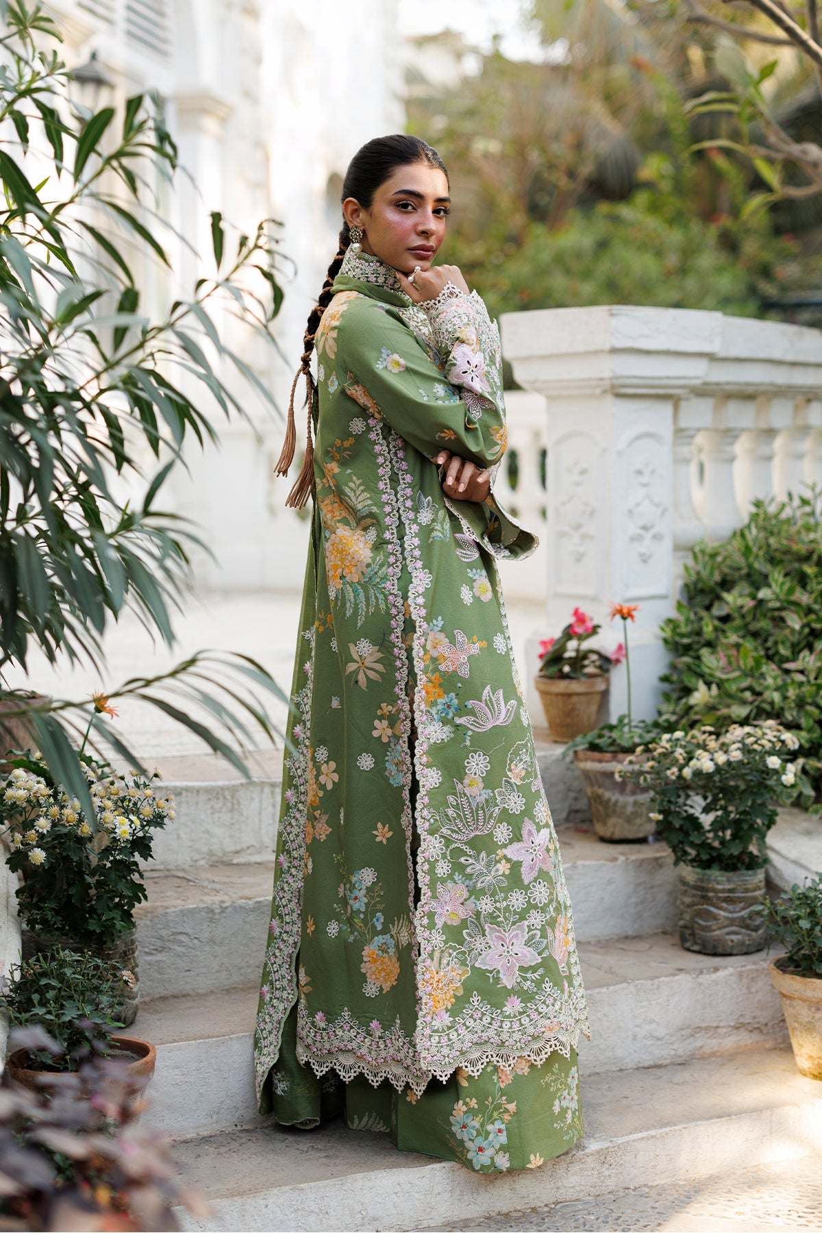 Women Wearing Serelith Green Long Shirt  For Luxury Events - Pakistani Designer Wear For Women In Uk | Kifat