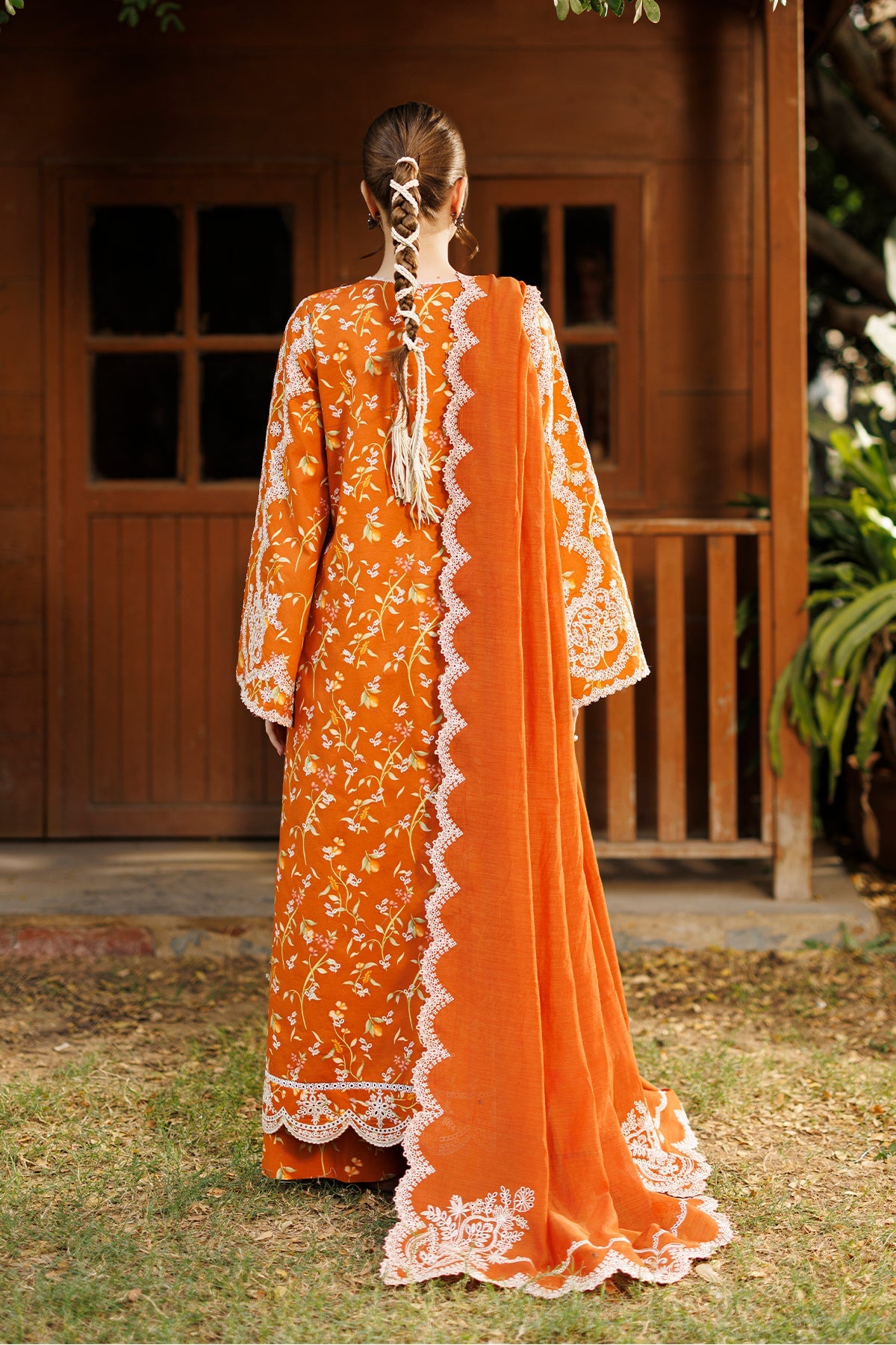 Women Wearing Elyora Rust Long Shirt  For Luxury Events - Pakistani Designer Wear For Women In Uk | Kifat