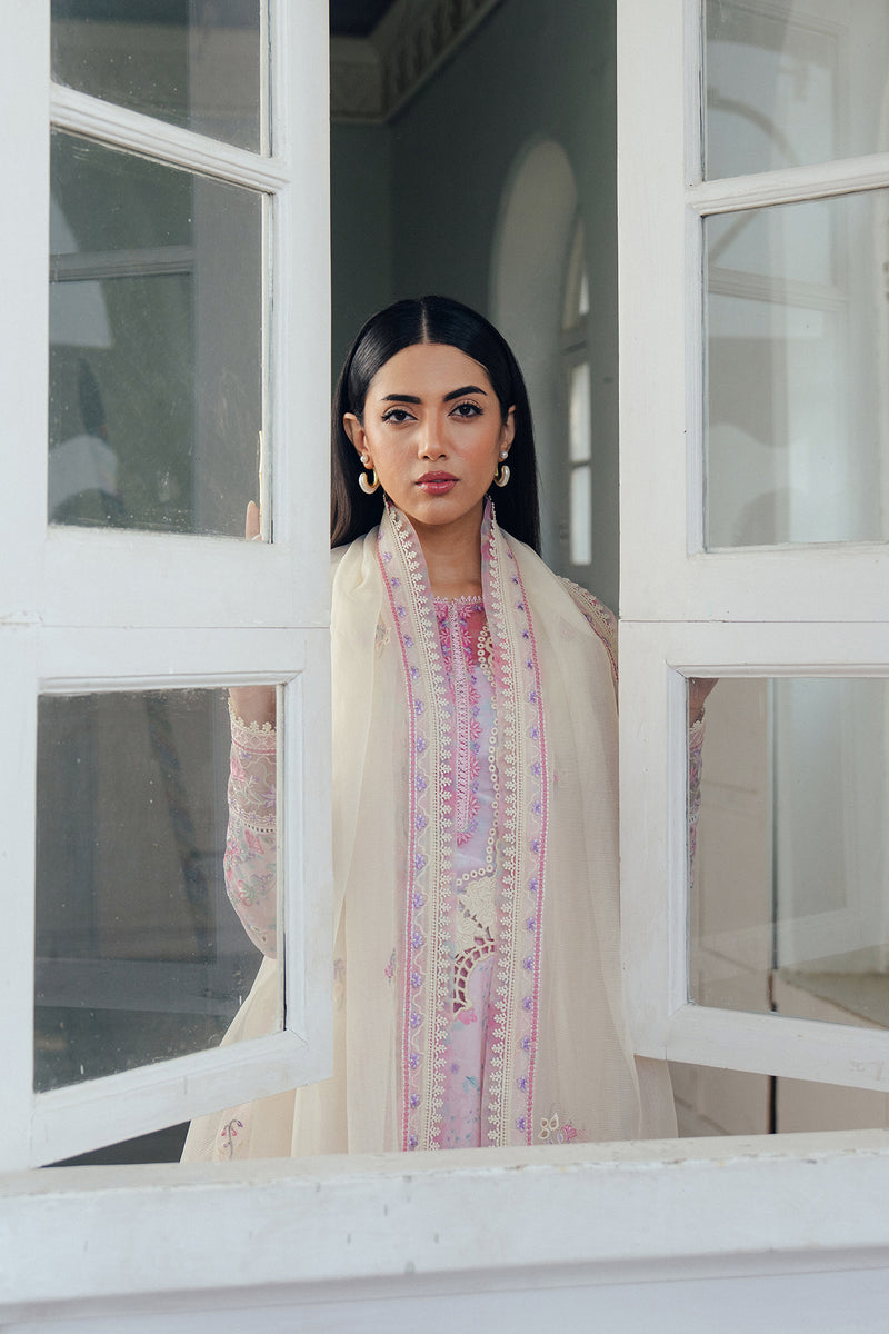 Women Wearing Skydust Light Pink Long Shirt For Luxury Events - Pakistani Designer Wear For Women In UK | Kifat