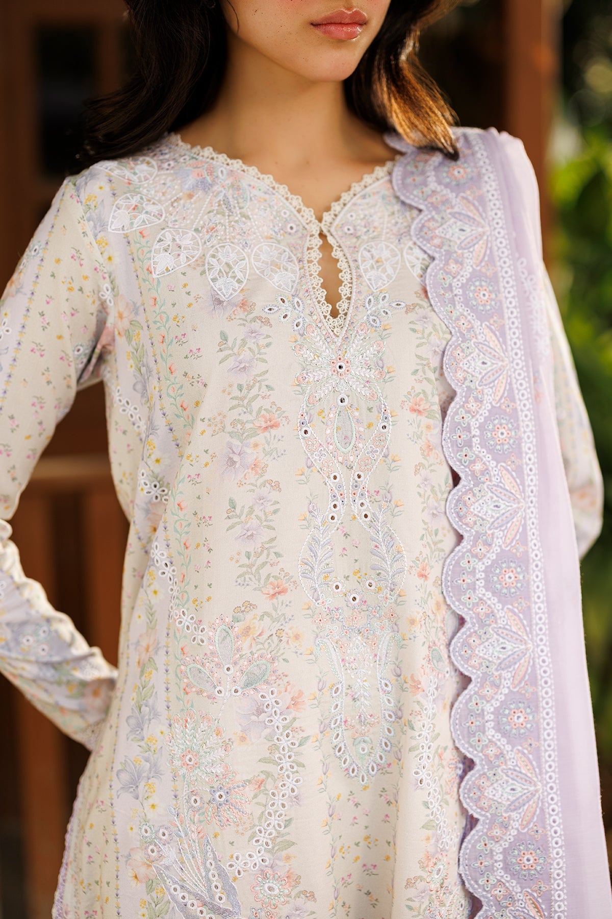 Women Wearing Solayne Beige Long Shirt  For Luxury Events - Pakistani Designer Wear For Women In Uk | Kifat