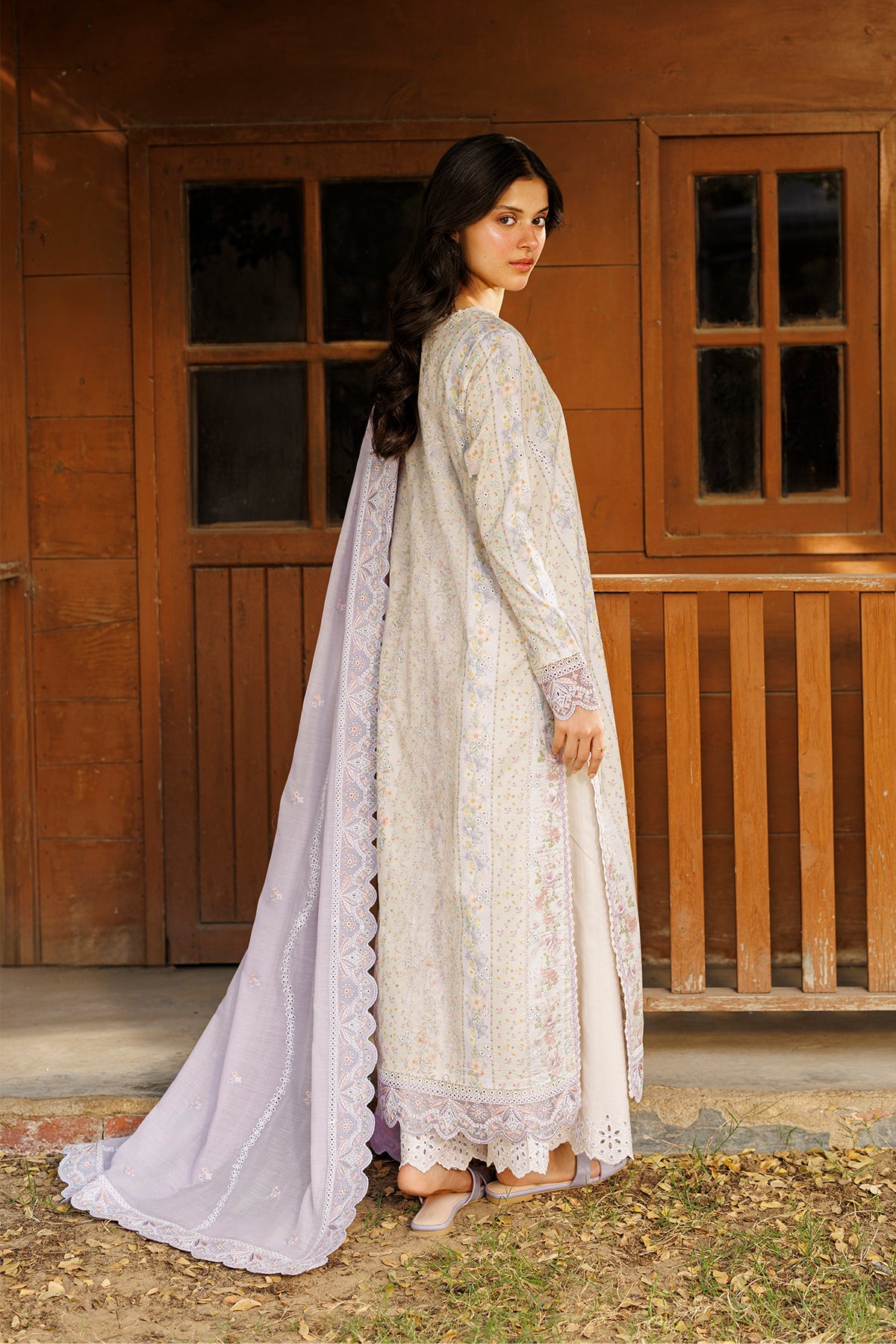 Women Wearing Solayne Beige Long Shirt  For Luxury Events - Pakistani Designer Wear For Women In Uk | Kifat