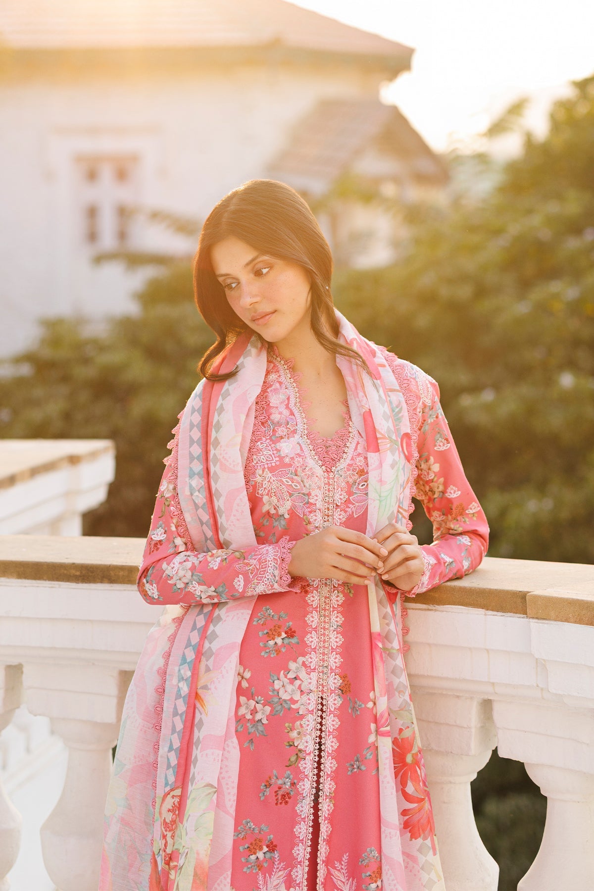 Women Wearing Amelune Dark Pink Long Shirt  For Luxury Events - Pakistani Designer Wear For Women In Uk | Kifat