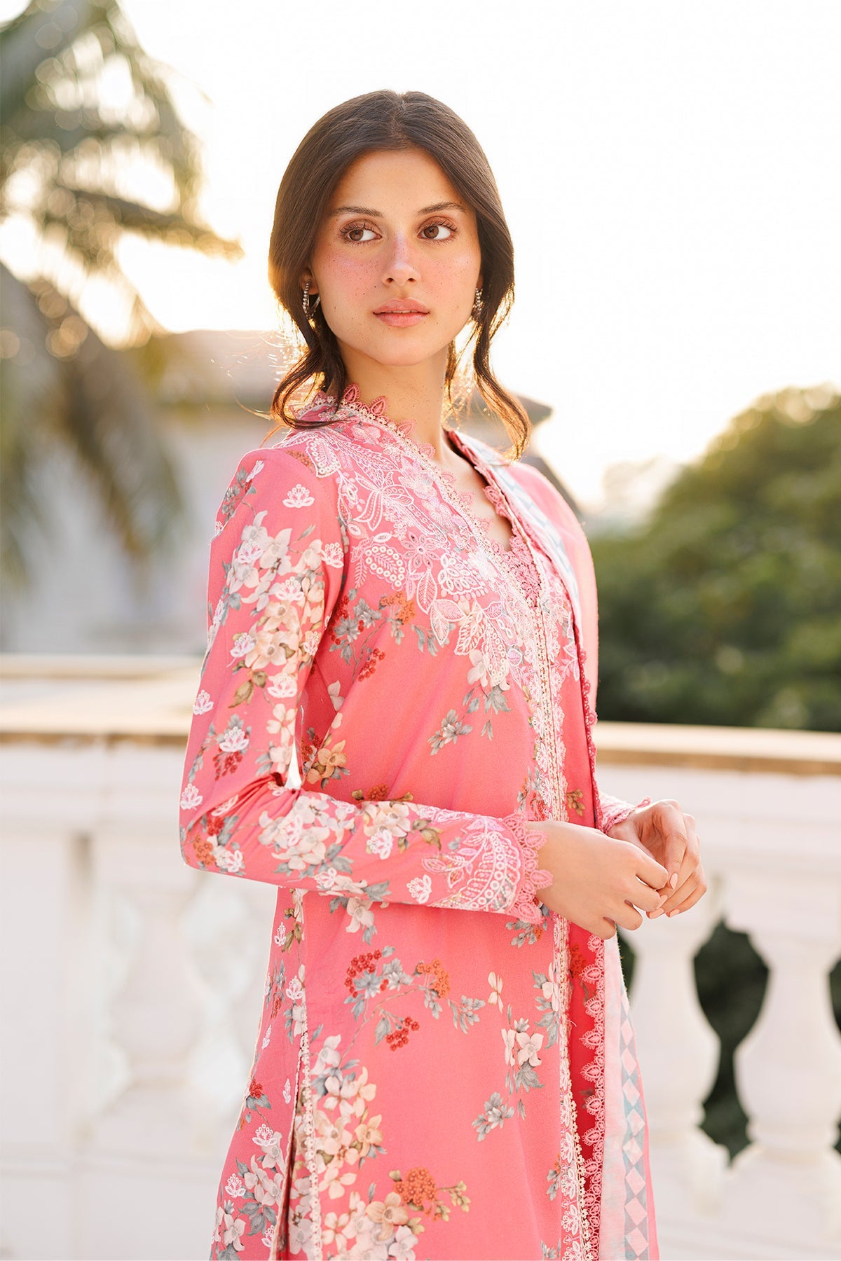 Women Wearing Amelune Dark Pink Long Shirt  For Luxury Events - Pakistani Designer Wear For Women In Uk | Kifat