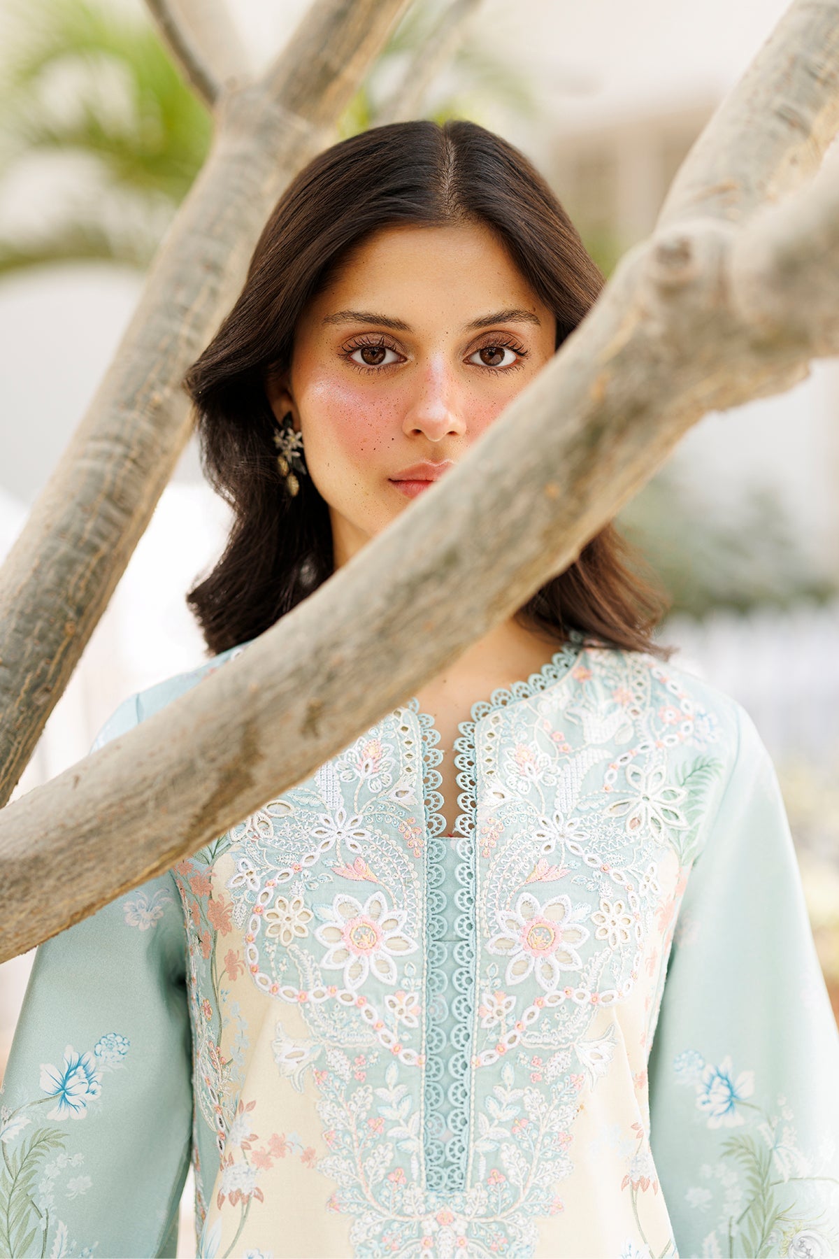 Women Wearing Selea Sea Green Long Shirt  For Luxury Events - Pakistani Designer Wear For Women In Uk | Kifat