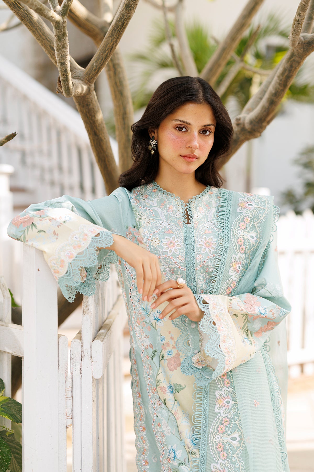 Women Wearing Selea Sea Green Long Shirt  For Luxury Events - Pakistani Designer Wear For Women In Uk | Kifat