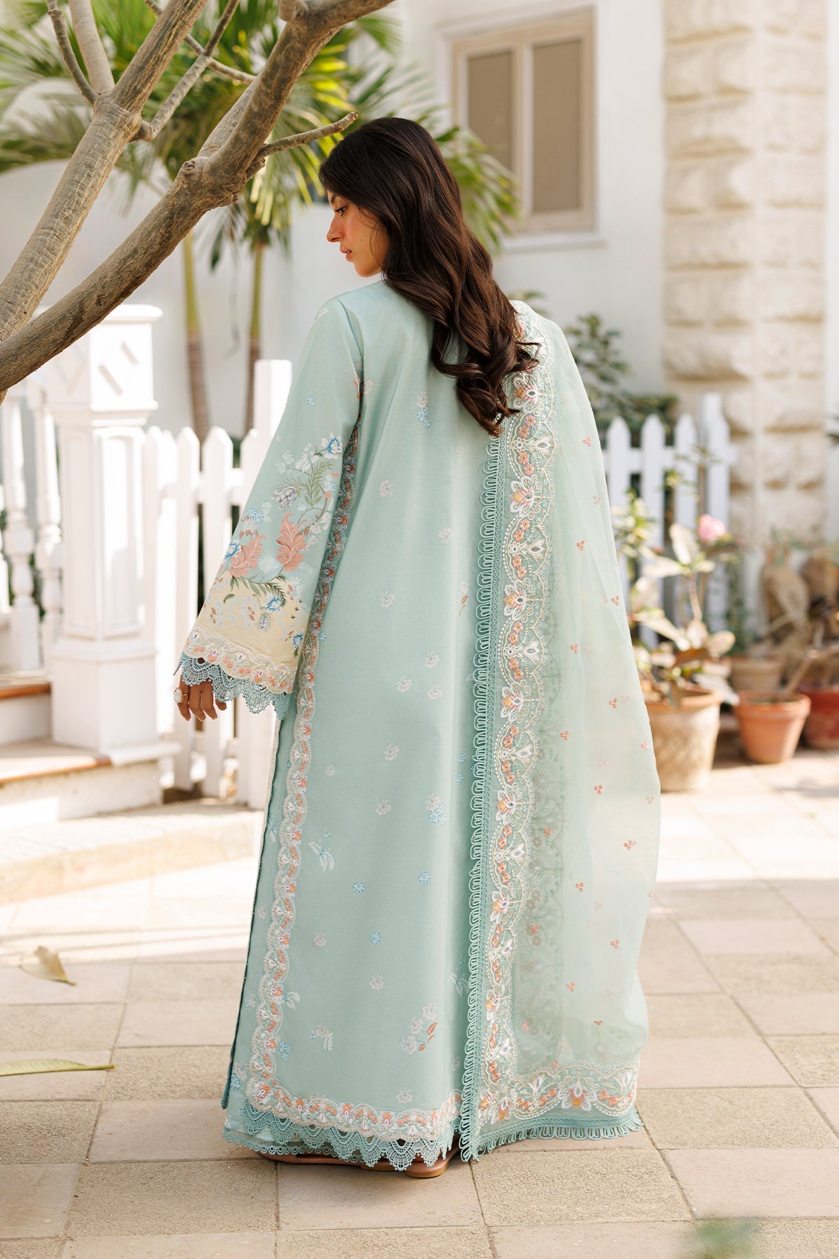 Women Wearing Selea Sea Green Long Shirt  For Luxury Events - Pakistani Designer Wear For Women In Uk | Kifat