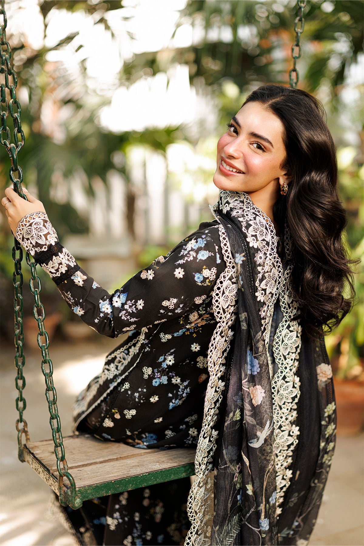 Women Wearing Nyrella Black Long Shirt  For Luxury Events - Pakistani Designer Wear For Women In Uk | Kifat