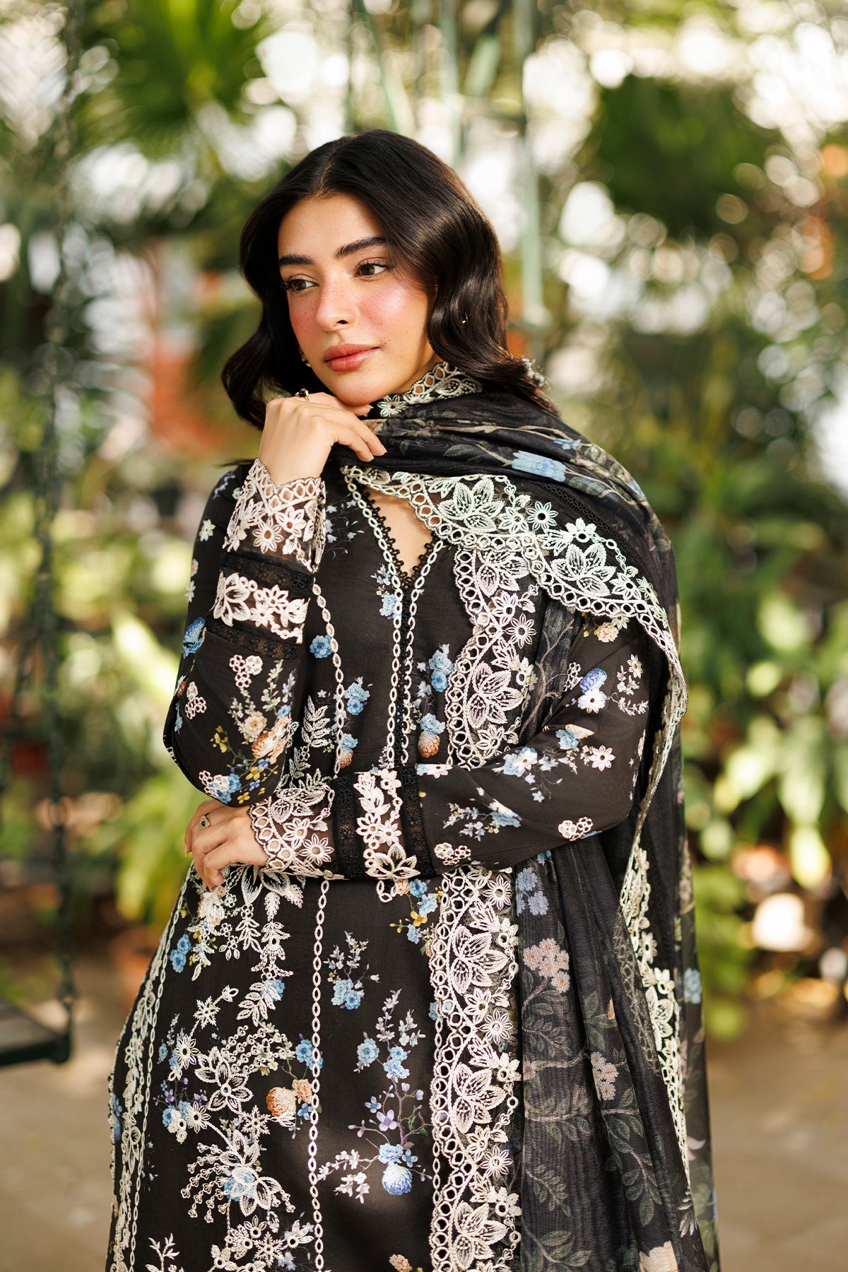Women Wearing Nyrella Black Long Shirt  For Luxury Events - Pakistani Designer Wear For Women In Uk | Kifat