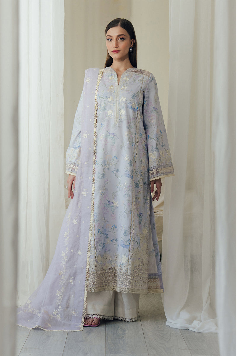 Women Wearing Dovemist Gray Long Shirt For Luxury Events - Pakistani Designer Wear For Women In UK | Kifat