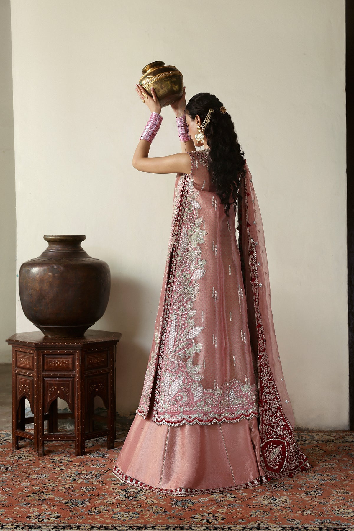 Women Wearing Roshaan Pink Shirt With Sharara  For Festive Events - Pakistani Designer Wear For Women In Uk | Kifat